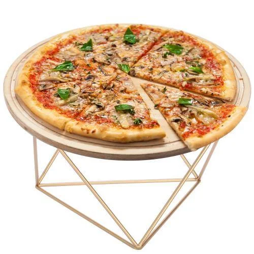 10-Inch Geometric Gold-Tone Metal Wire Tray Pizza/Display Riser Stand