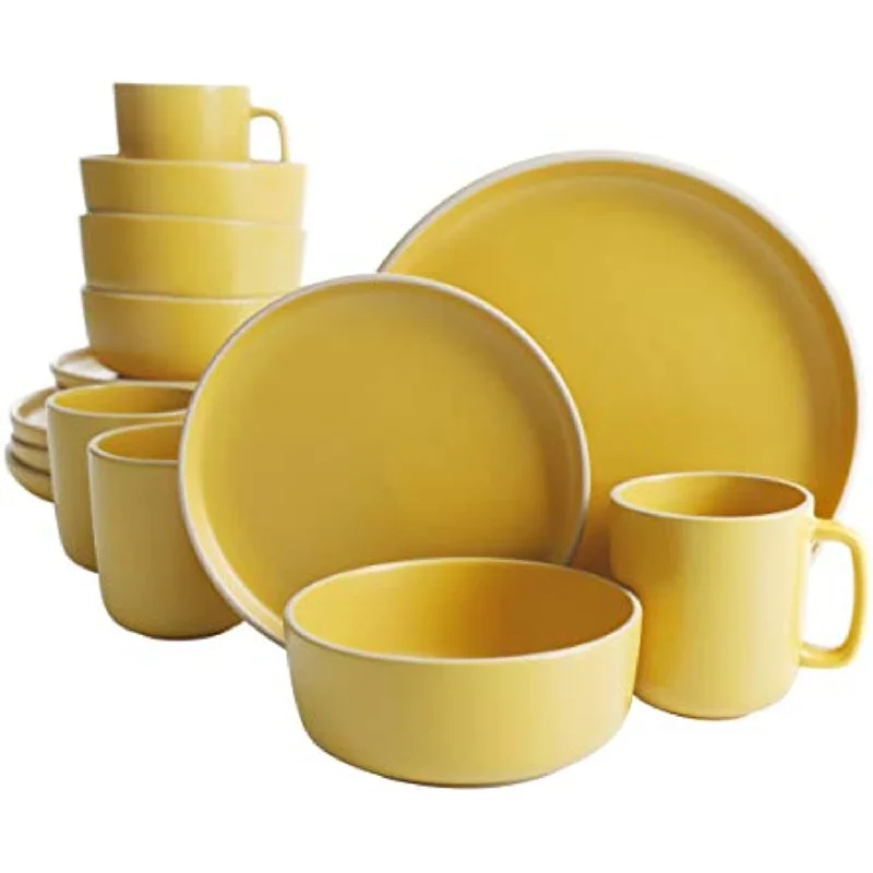 16 Piece Round Kitchen Dinnerware Sets, Service for Four