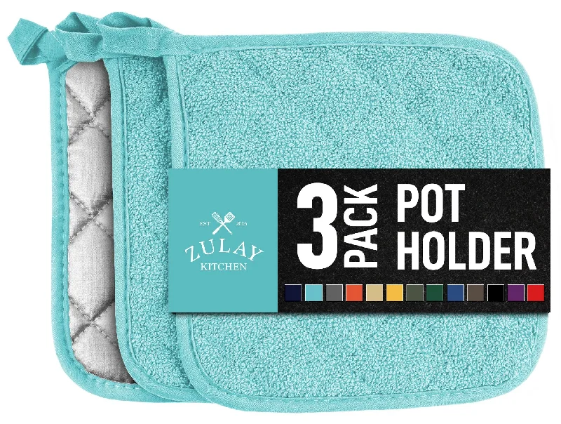 3-Pack Pot Holders for Kitchen Heat Resistant Cotton