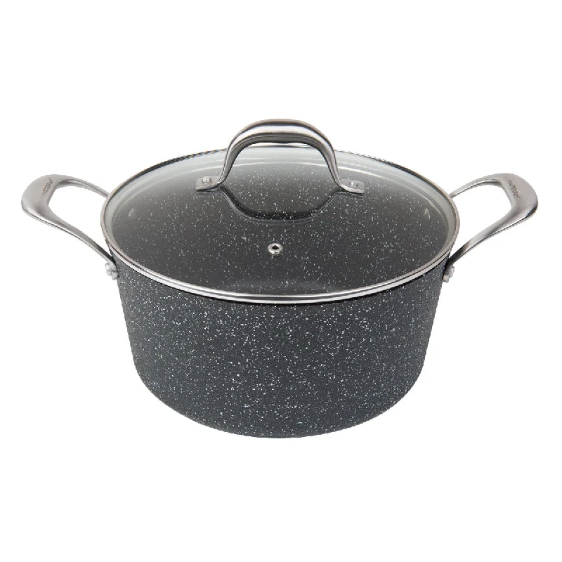 5 Qt. Stock Pot With Glass Lid Non-Stick Cast Aluminum Granite Look Finish, 9.5"