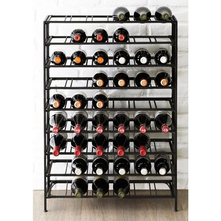 54 Bottle Deluxe Large Foldable Metal Wine Rack, Black