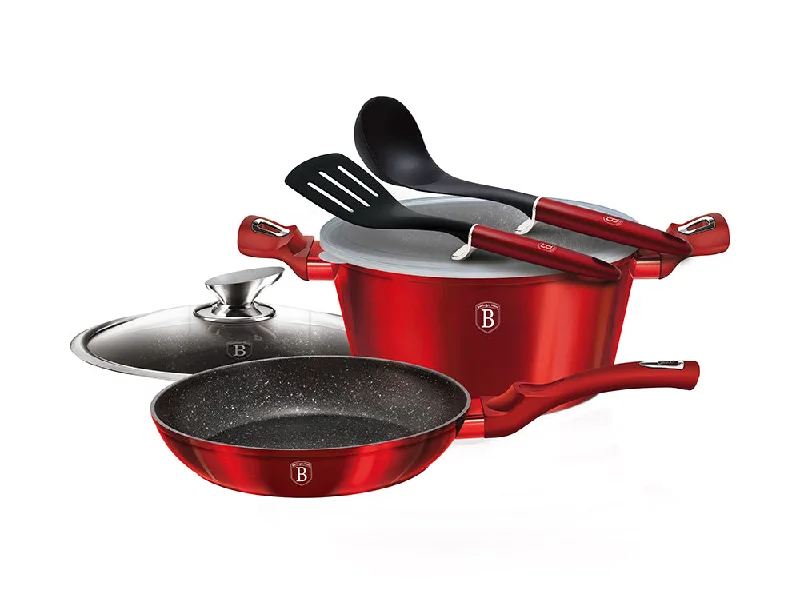 6-Piece Cookware Set Burgundy Collection