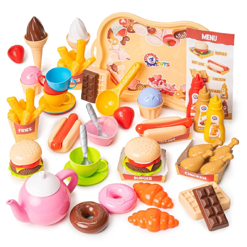 79Pcs Pretend Play Kitchen Toys Cookware With Play Street Food Toy Set Burger