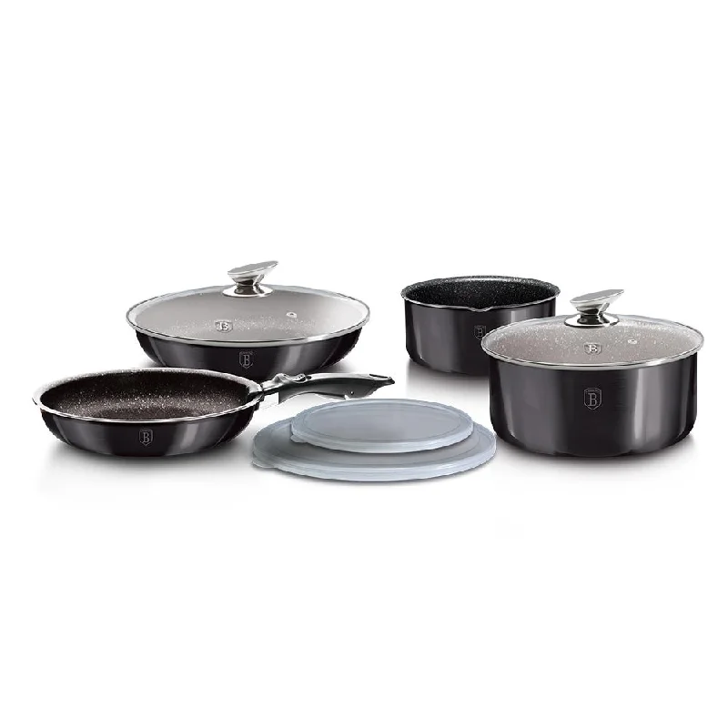 9-Pieces Cookware Set w/ Detached Ergonomic Handle Carbon Pro Collection