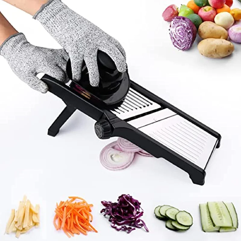 Adjustable Mandolin Slicer Vegetable Slicer for Onion Potato Carrot with Cut Resistant Gloves