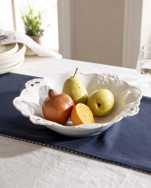 All White Embossed Fruit Bowl