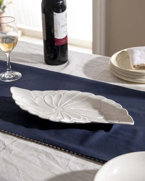 All White Embossed Serving Platter