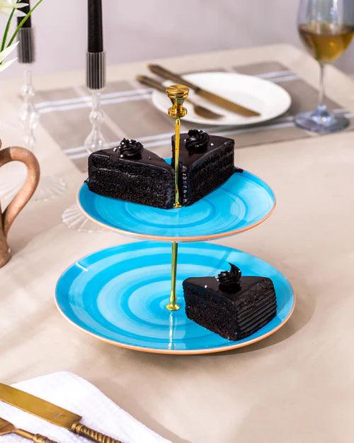 Aqua 2-Tier Cake Stand