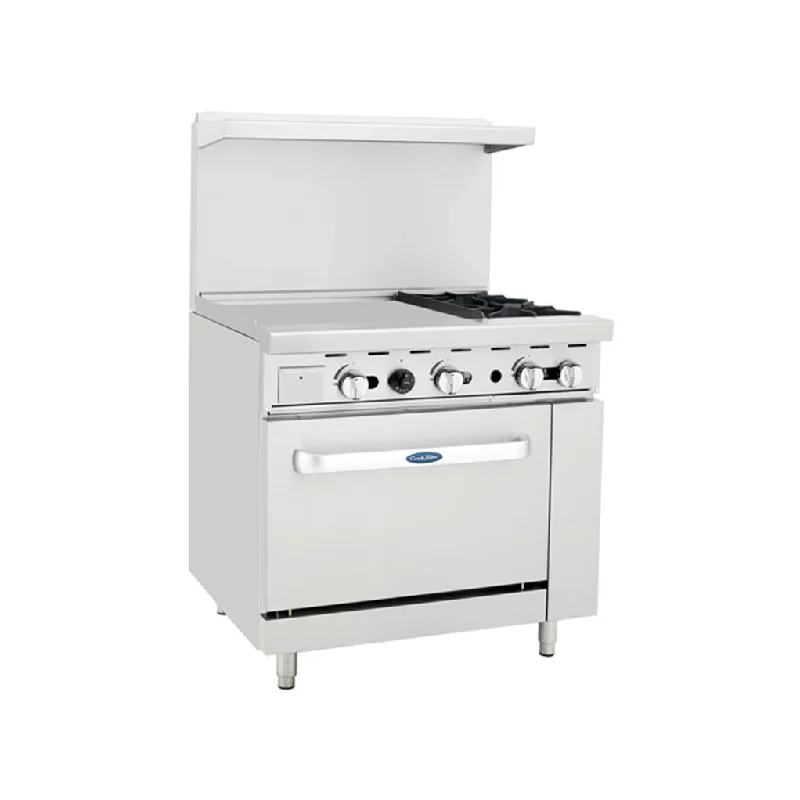 Atosa CookRite 36" Range with 2 Burners, 24" Griddle & Standard Oven Natural Gas 139,000 BTU