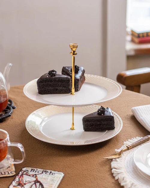 Aurum Gold-Edged 2-Tier Cake Stand