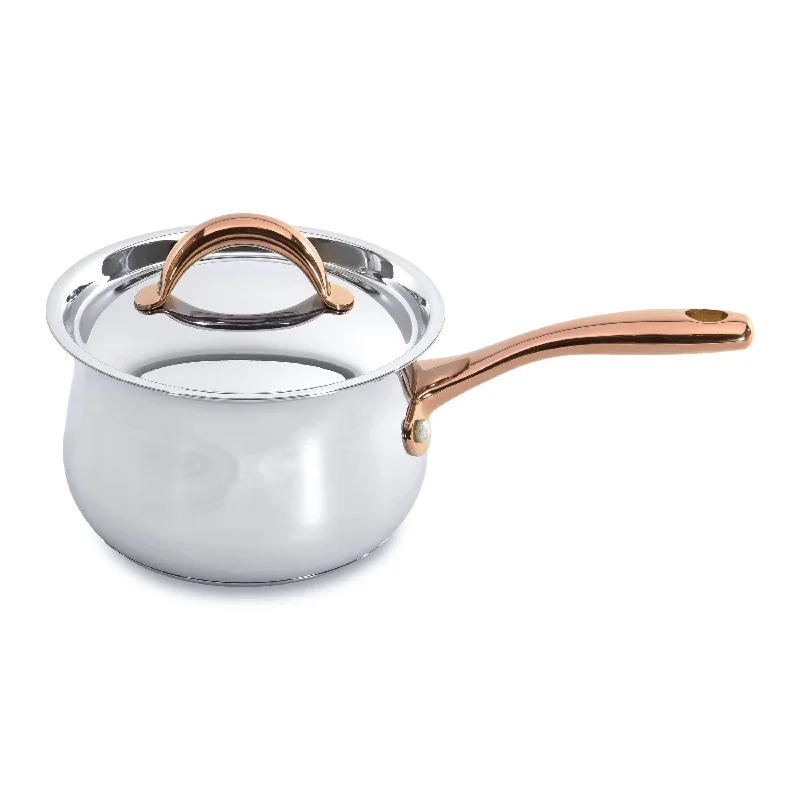 BergHOFF Ouro Gold 18/10 Stainless Steel 6.25" Covered Sauce Pan with Stainless Steel Lid, 2.4 Qt