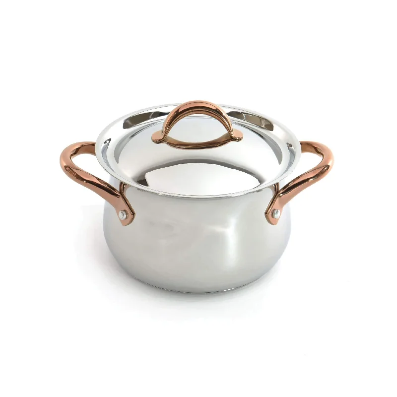 BergHOFF Ouro Gold 18/10 Stainless Steel Covered Dutch Oven 8" with Stainless Steel Lid, 4.8 Qt