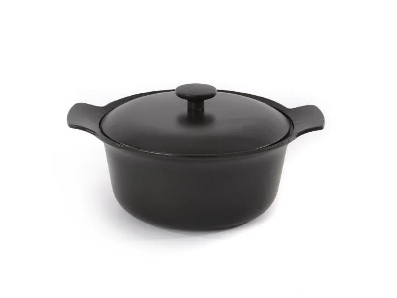 BergHOFF Ron 10" Cast Iron Covered Stockpot 4.4Qt, Black