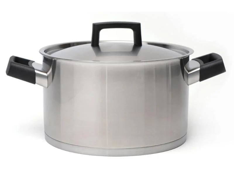 BergHOFF Ron 10" Stainless Steel Covered Stockpot 6.8Qt, Black Handles