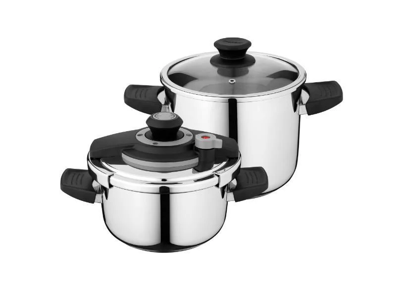 BergHOFF Vita 4Pc Stainless Steel Pressure Cooker Set 7.4Qt & 4.2Qt