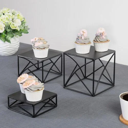 Matte Black Metal Nesting Display Risers, Set of 3