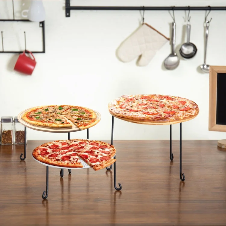 Black Metal Wire Pizza & Dessert Riser Stand, Set of 3