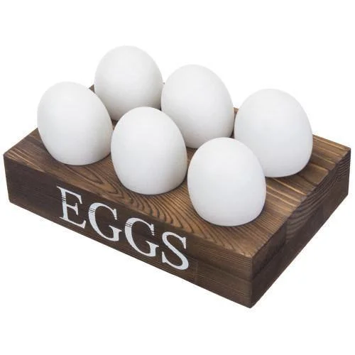 Burnt Dark Brown Wood Egg Tray for 6 Eggs