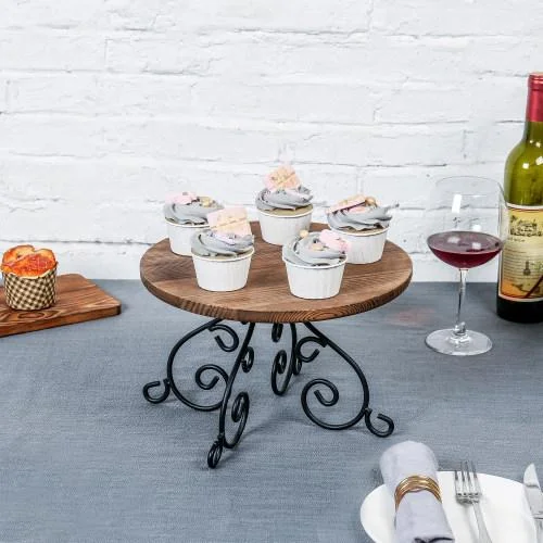 Burnt Wood & Metal Design Cake Stand