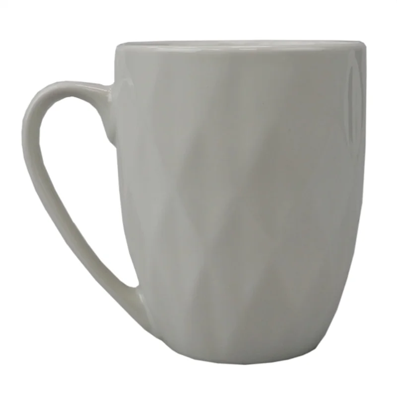 Embossed Circle 11.5 Oz Ceramic Mug, White