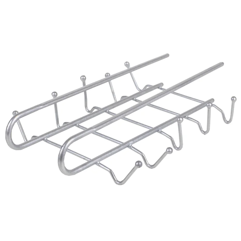 Under the Shelf  Vinyl Coated Steel 6 Hook  Mug Rack, Silver