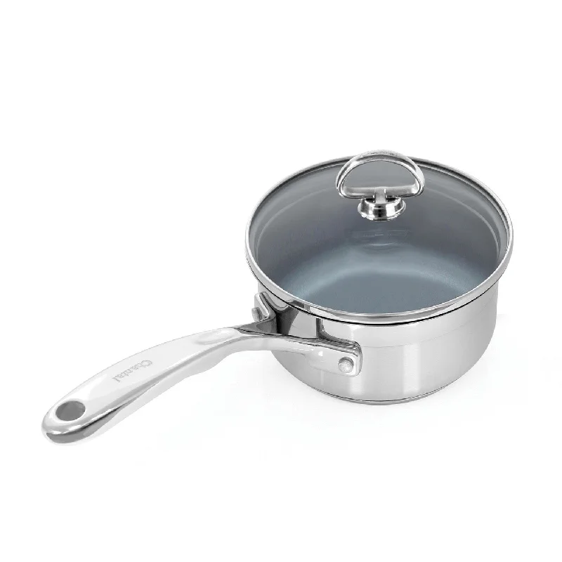 Chantal Induction 21 Steel 1 qt. Saucepan w/ Ceramic Coating and Glass Lid