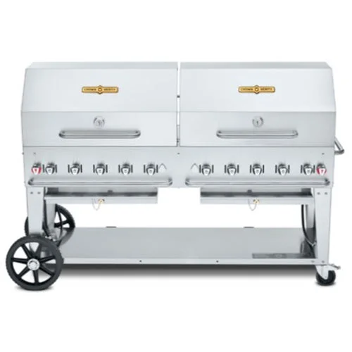 Crown Verity CV-MCB-72RDP-LP 72" Mobile Outdoor BBQ /Charbroiler with Roll Dome, Propane