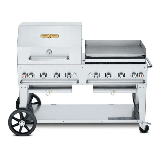 Crown Verity CV-MCB-60RGP-NG 60" Mobile Outdoor BBQ / Charbroiler with Roll Dome, Natural Gas