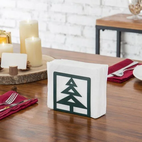 Christmas Tree-Design Metal Napkin Holder, Green