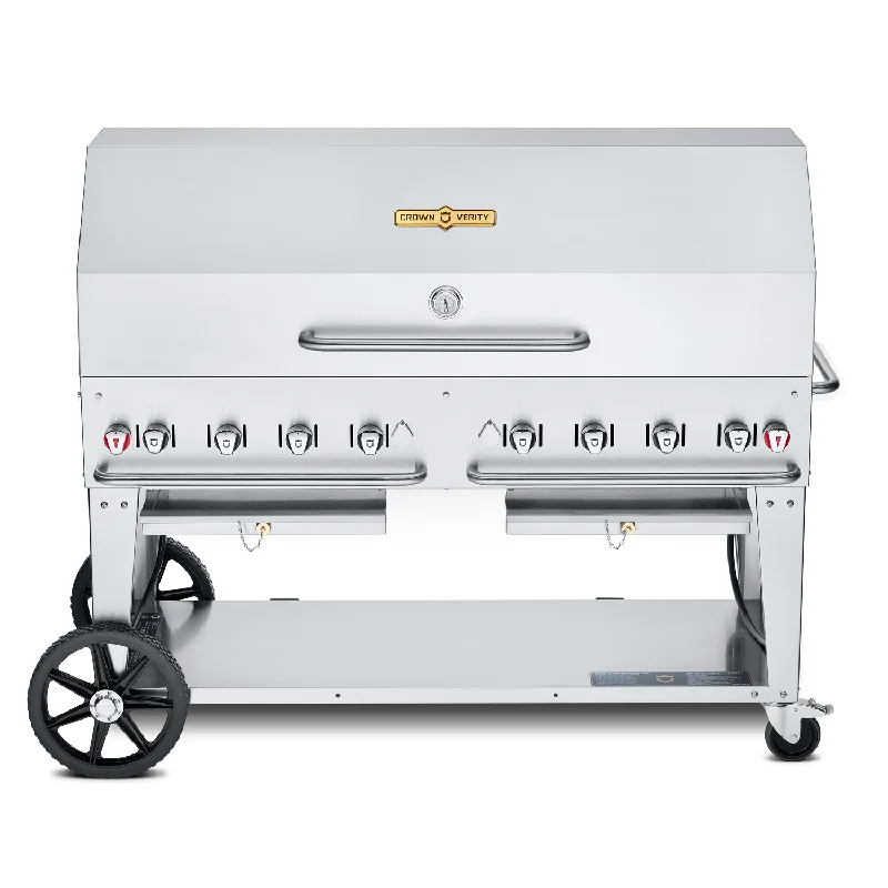 Crown Verity CV-MCB-60-1RDP-LP 60" Mobile Outdoor BBQ / Charbroiler with Single Roll Dome Package, Propane