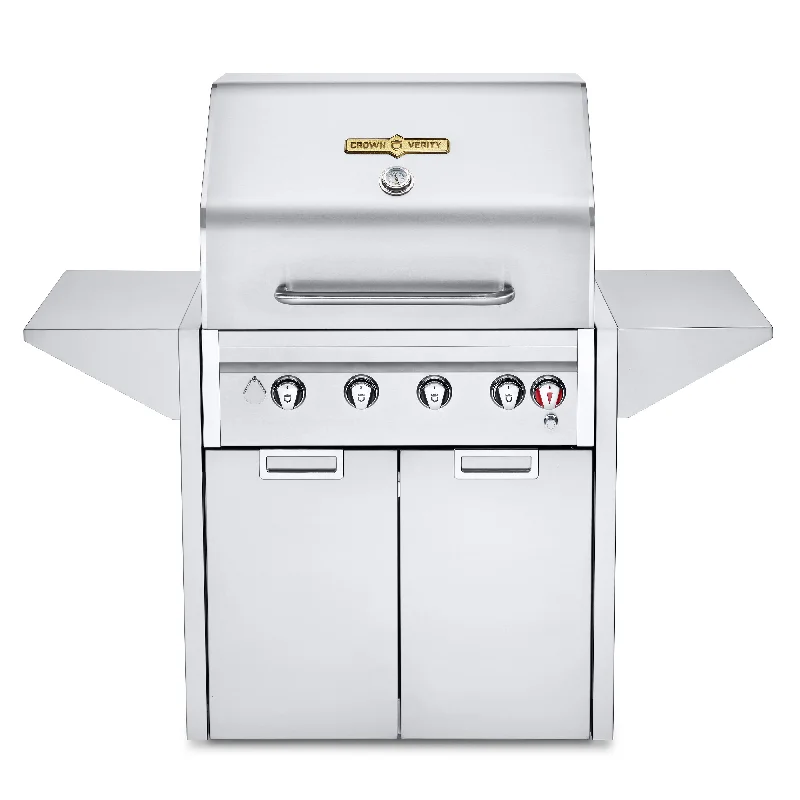 Crown Verity IE30MLP Estate Elite 30" BBQ / Charbroiler with Roll Dome, Bun Rack & Two Door Cabinet, Propane