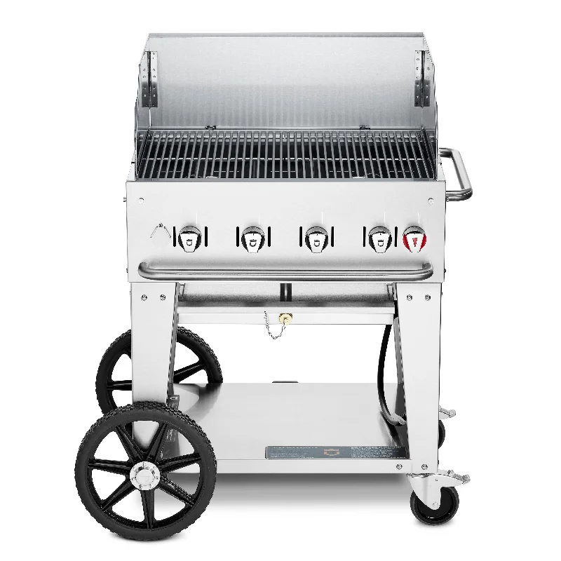 Crown Verity CV-MCB-30WGP 30" Mobile Outdoor BBQ / Charbroiler with Wind Guards, Propane