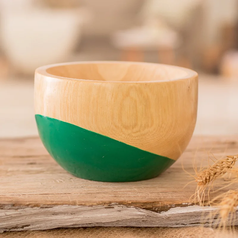 Dip Painted Hand Carved Wood Bowl (Small) - Spicy Green