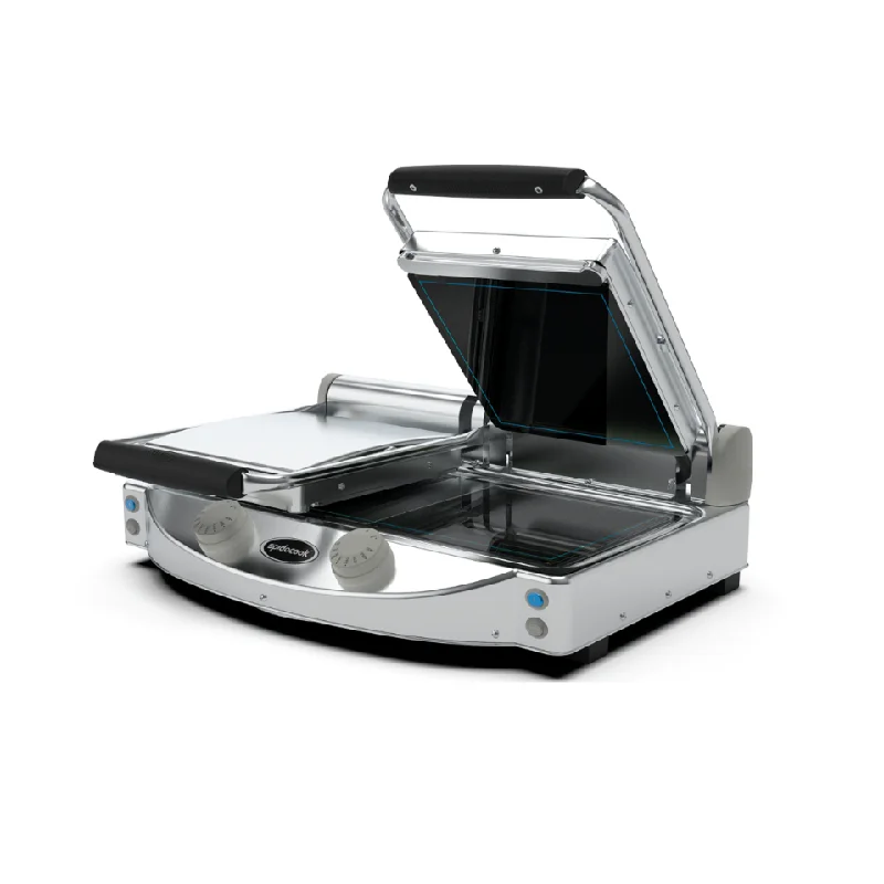 Spidocook SAP020P 24" x 18" Double Commercial Panini Grill with Smooth Glass Plates, 240V