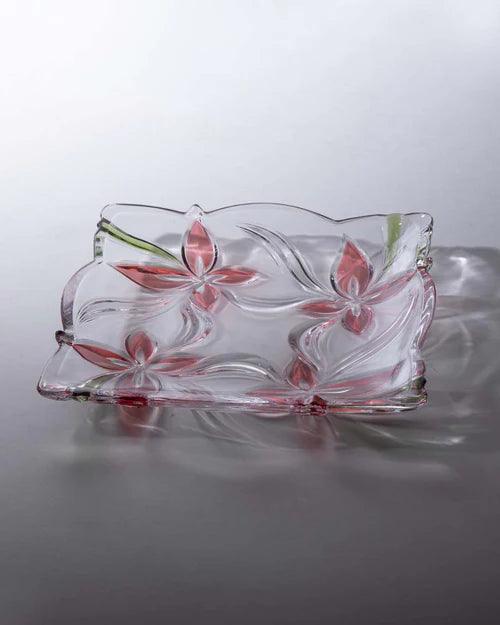 Frosted Red Flower Candy Bowl