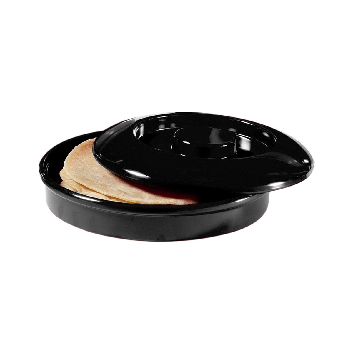 GET TS-800-BK Melamine Tortilla Server w/ Lid, Black, 7-3/4"