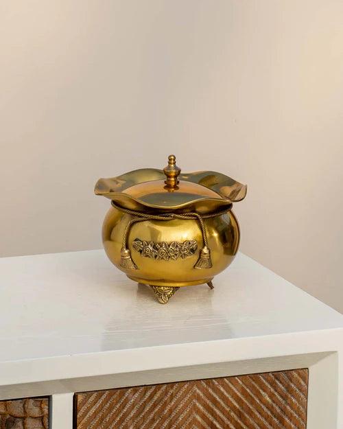 Golden Brass Rasgulla Handi - 8"