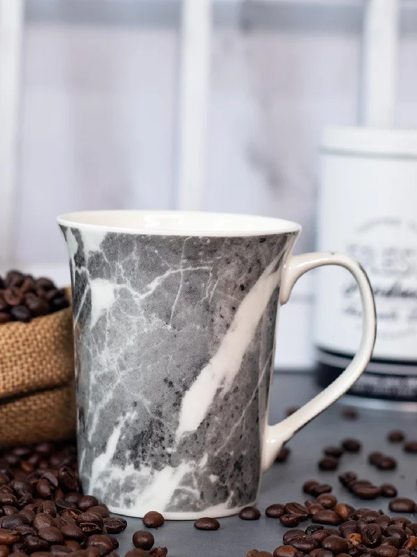 Grey Coffee Mug - 380 Ml, Marble Finish