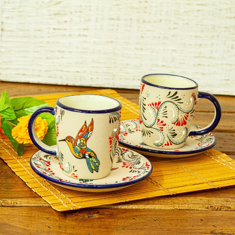 Hand Crafted Ceramic Cups and Saucers (Pair) - Colibri