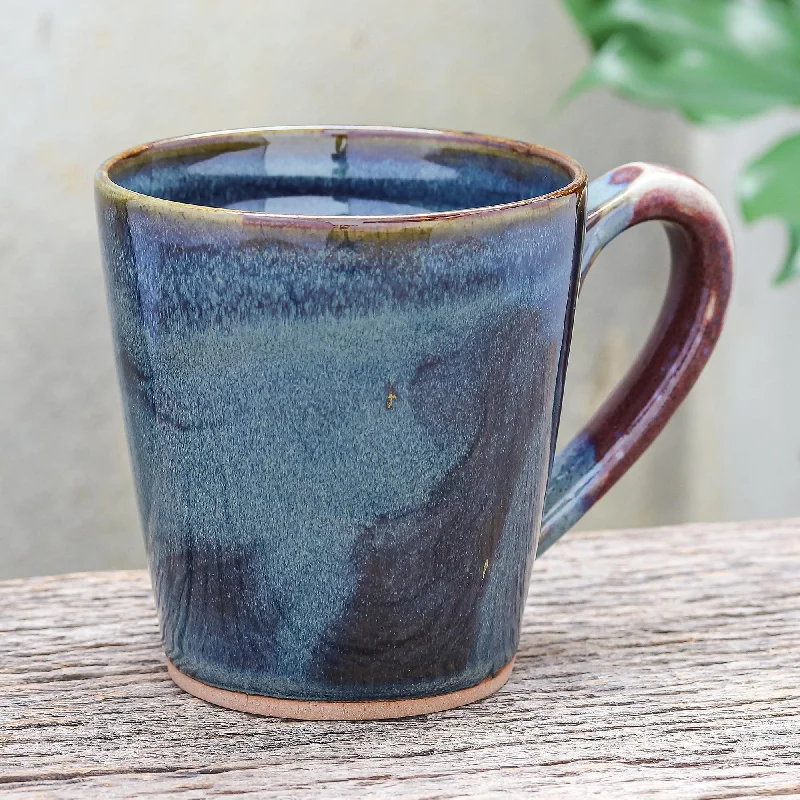 Hand Made Blue and Red Ceramic Mug - Shoreline