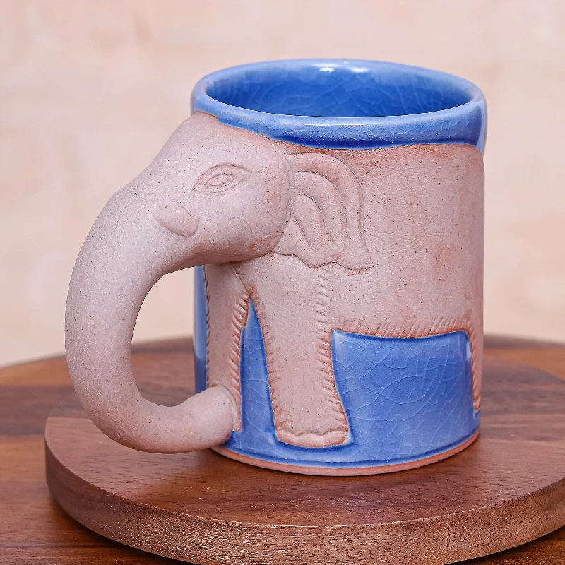 Hand Made Celadon Ceramic Elephant Mug from Thailand - Morning Joe