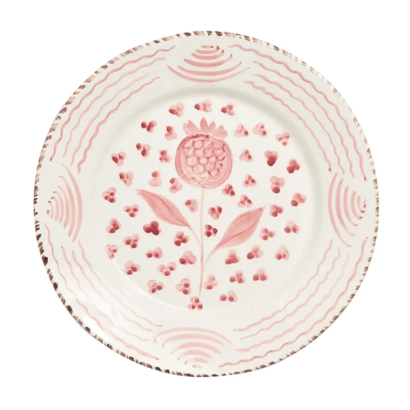 Hand Painted Pink & White Pomegranate Dinner Plates