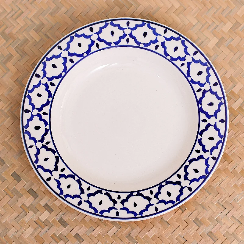 Handcrafted Blue and White Luncheon Plate - Blue Pineapple