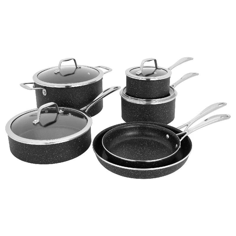 Henckels Capri Notte Granitium 10-piece Nonstick Cookware Set, Black