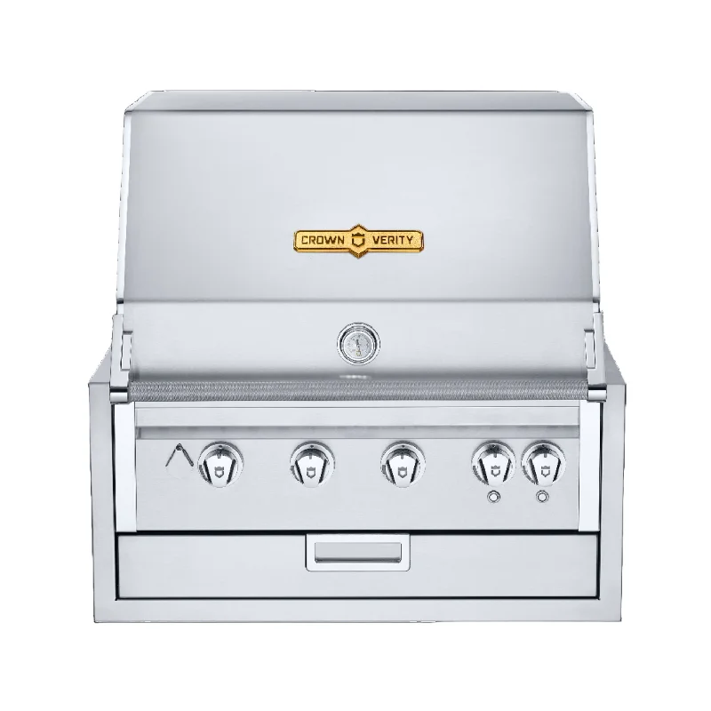 Crown Verity IBI30NG-LT Infinite Series 30" Built-In Grill with Roll Dome, Bun Rack with Lights, Gas