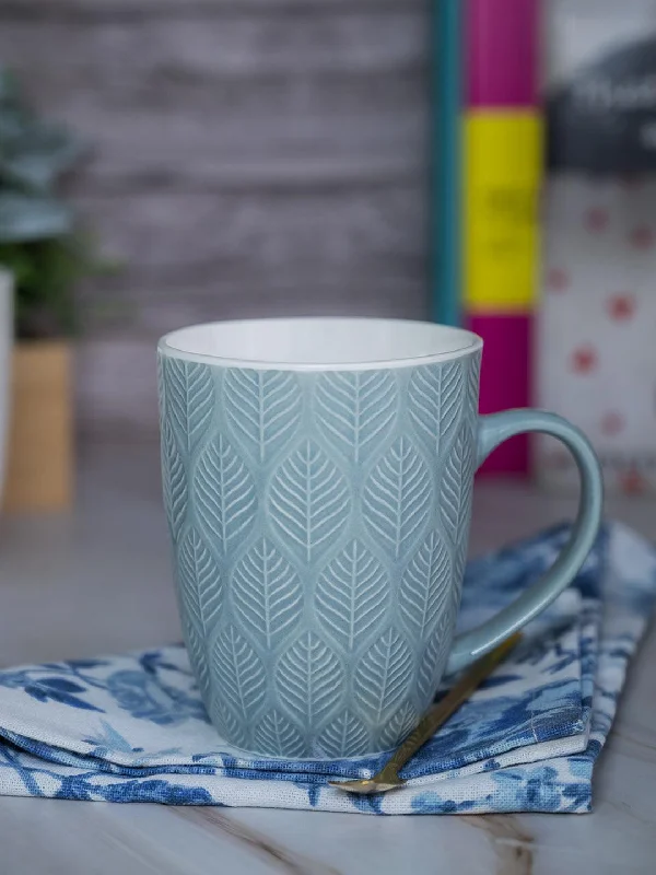 Lagoon Ceramic Mug - 360Ml, Leaf Pattern