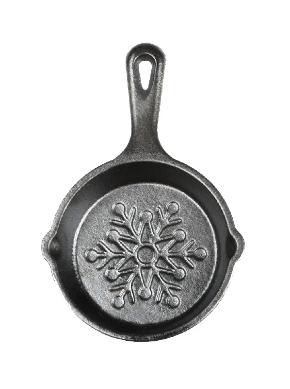 Lodge 3.5-Inch Mini Cast Iron Holiday Skillet, Snowflake Imprint