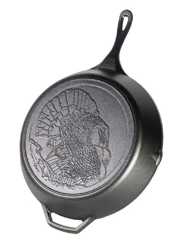 Lodge Cast Iron Wildlife Series 13.25 Inch Skillet, Turkey