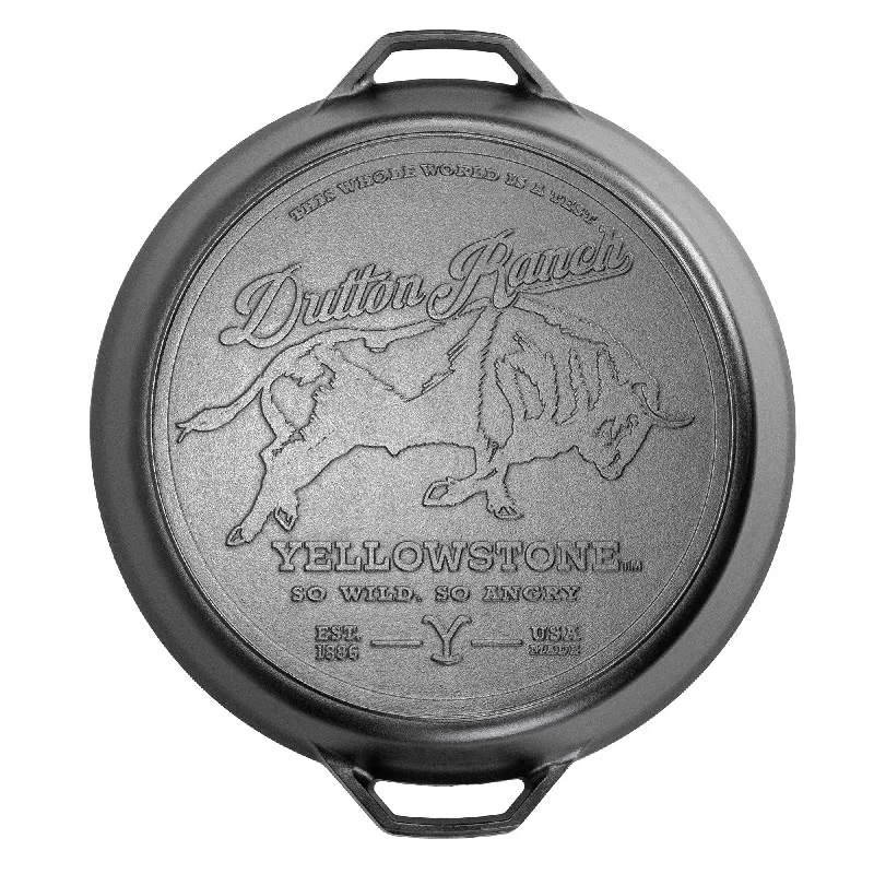 Lodge Yellowstone 17 Inch Seasoned Cast Iron Bull Dual Handle Skillet