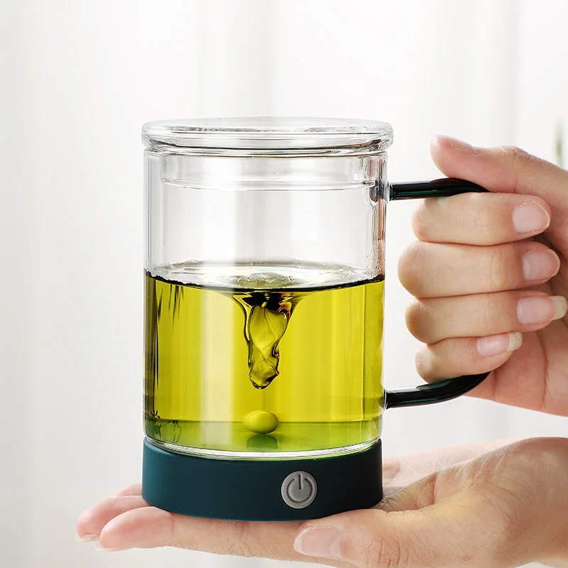 Multi-Function Electric Mixing Mug Hot & Cold Drinks, Magnetic Stir (Green)